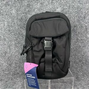 New Vera Bradley Cotton Utility Sling Backpack, Black-Recycled Cotton #28024-481